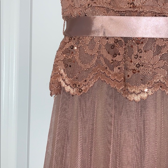 Candalite Petite lace sequin Long Pink Dress - Picture 4 of 8